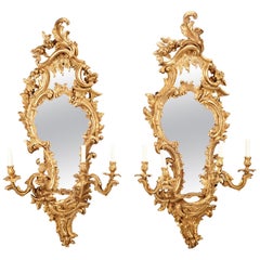 Girandoles à miroir en bois doré Louis XV