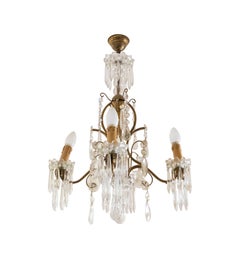 Louis XV Glass Pendants Chandelier, Four Arms, 19th Century