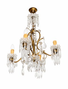 Louis XV Glass Pendants Chandelier, Four Arms, 19th Century