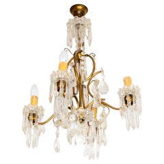 Louis XV Glass Pendants Chandelier, Four Arms, 19th Century
