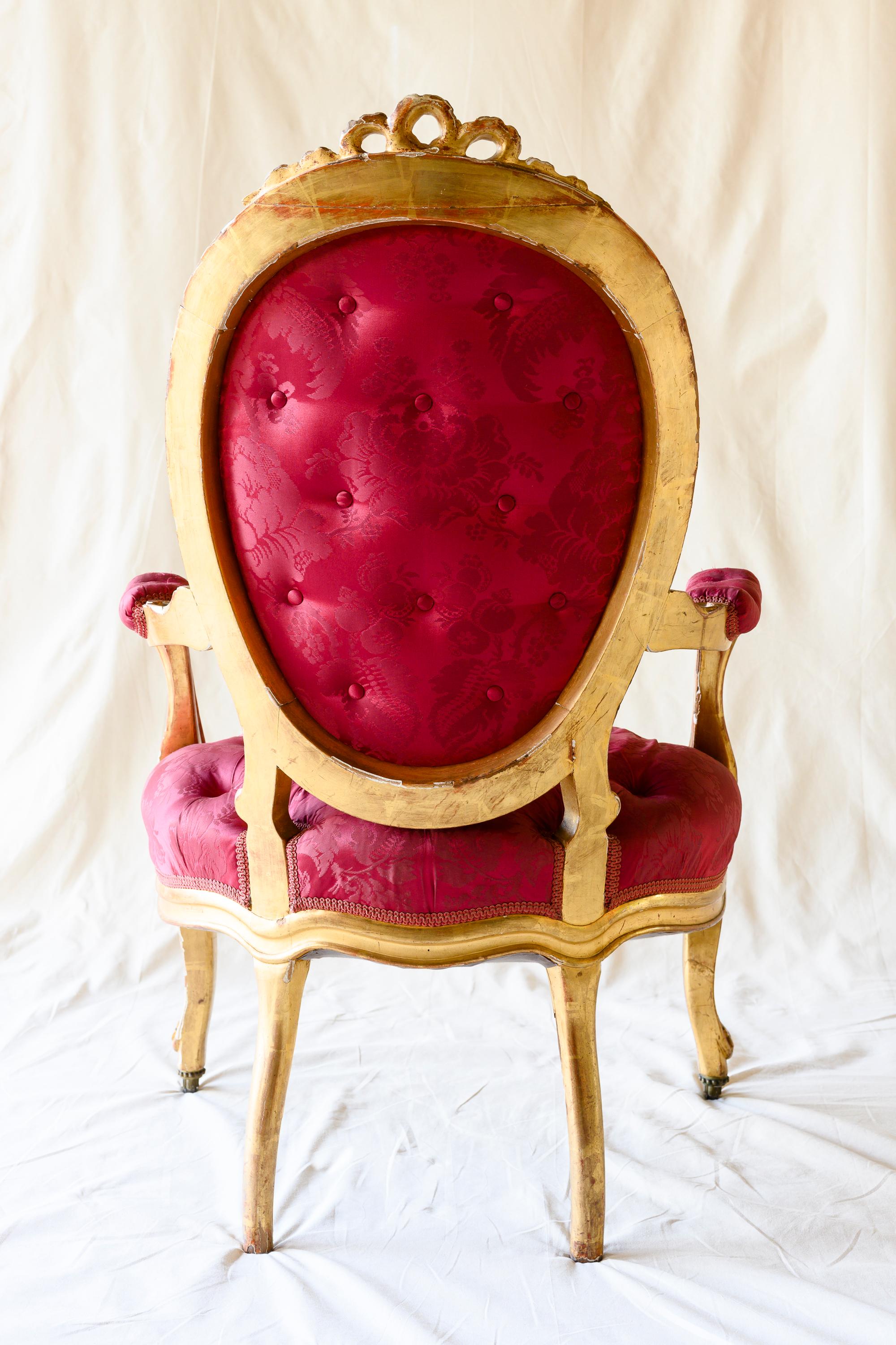 French Louis XV Glitwood Salon Armchairs, Set of 4 For Sale