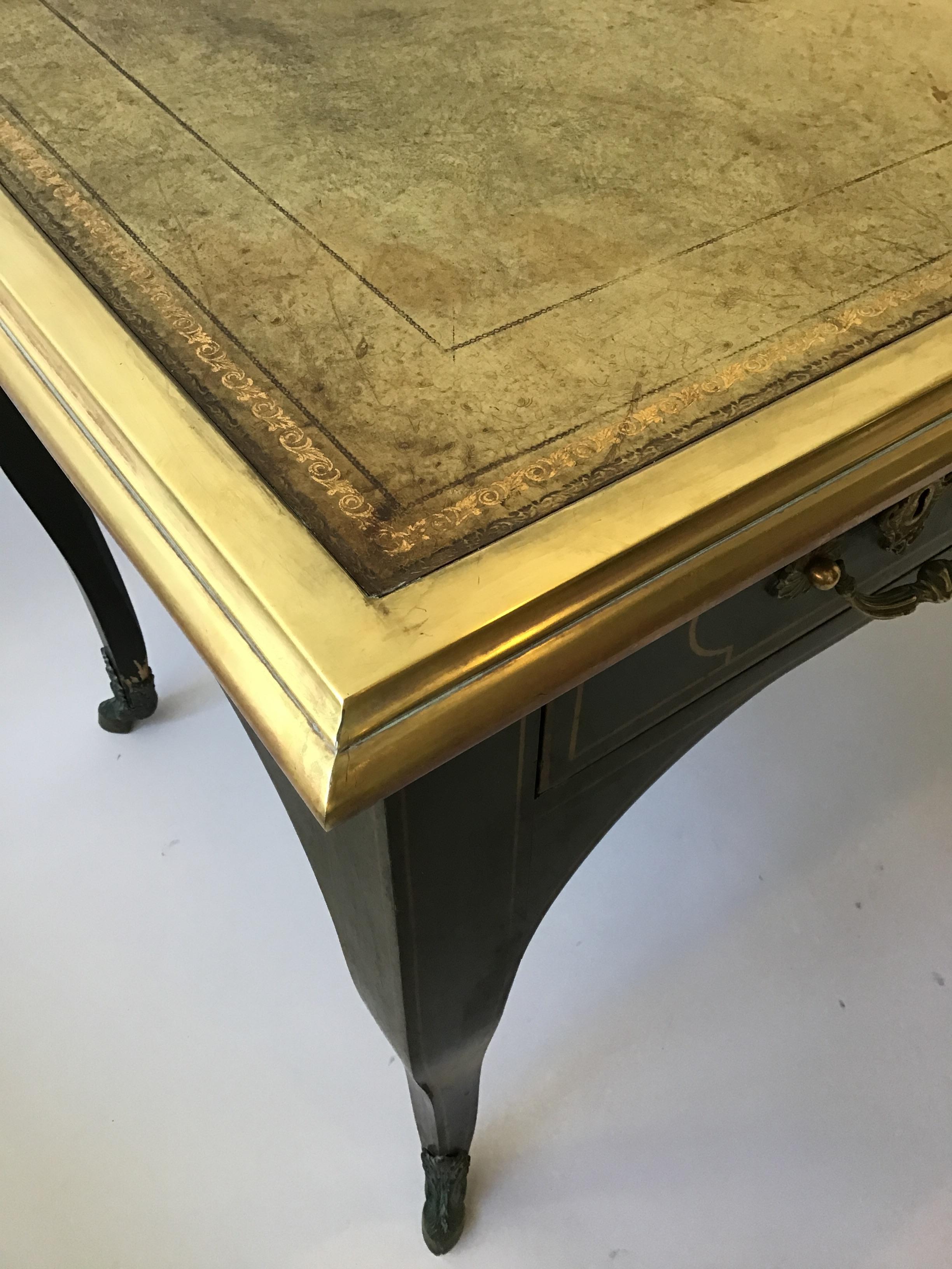 Louis XV Green Bureau Plat by Baker For Sale 5