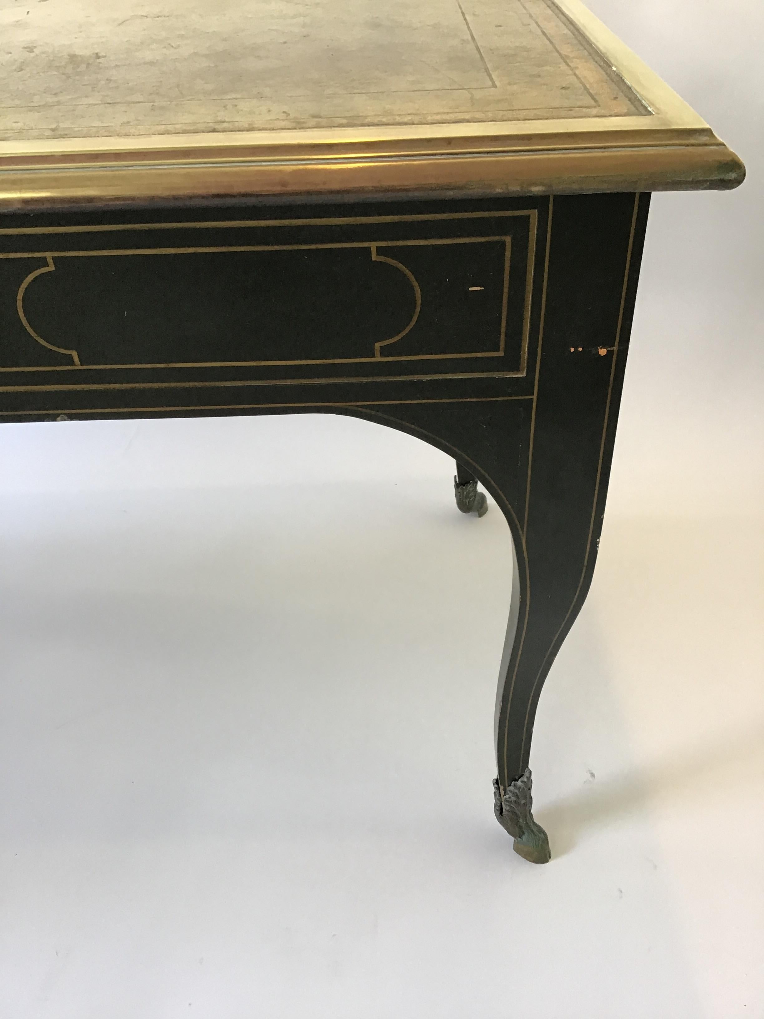 Louis XV Green Bureau Plat by Baker For Sale 8