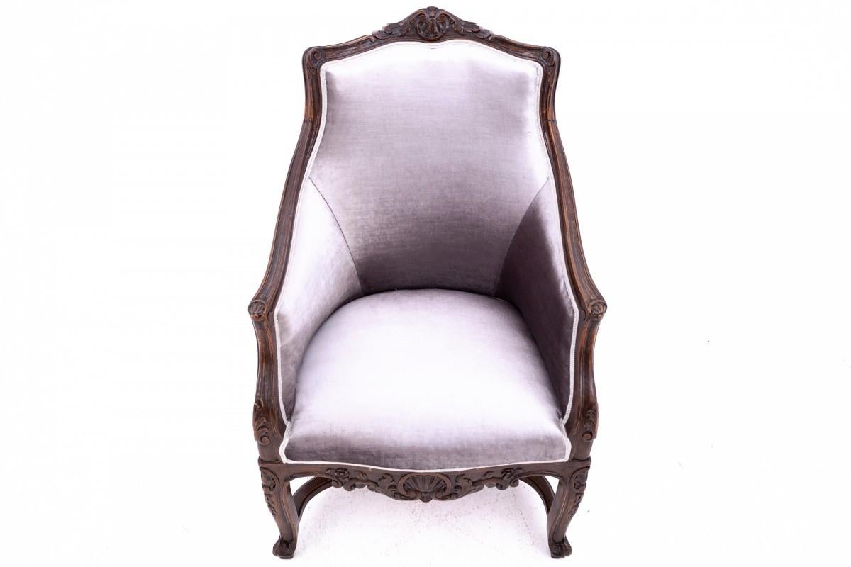 Graue Louis XV-Sessel, Frankreich, um 1890. Wiederhergestellt. 4