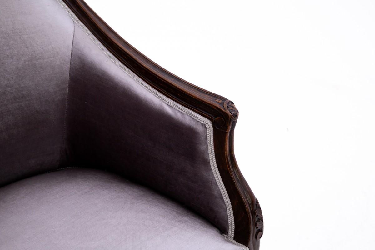 19th Century Louis XV Grey Armchairs, France, circa 1890. Restored. For Sale