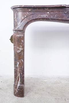 Louis XV Hand Carved French Marble Mantel Rouge Royale
