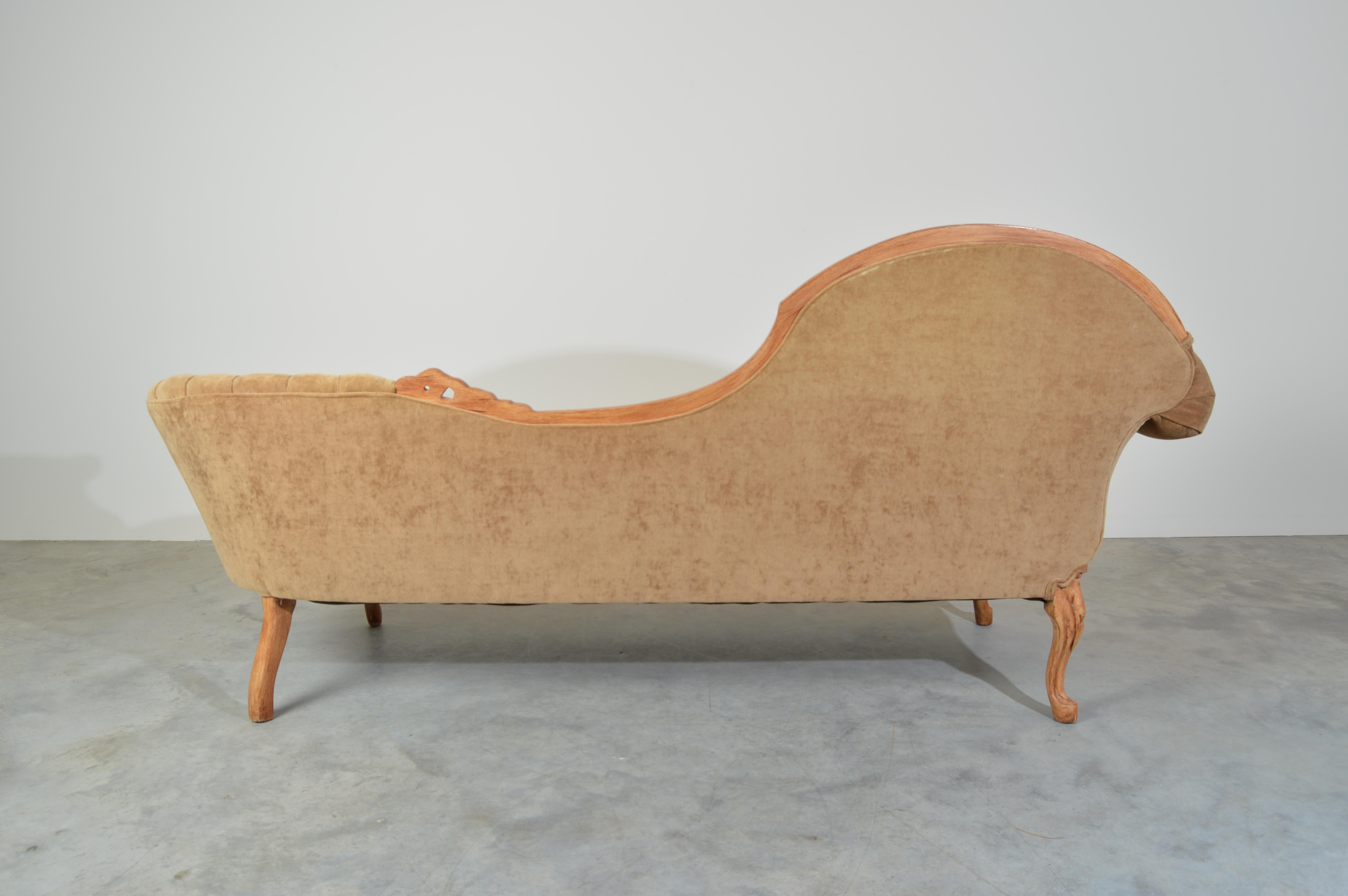 Mid-20th Century Louis XV Hand Carved French Meridienne Sofa