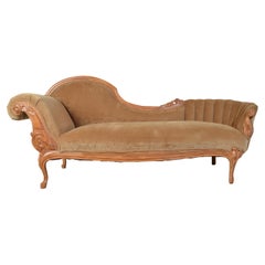 Vintage Louis XV Hand Carved French Meridienne Sofa