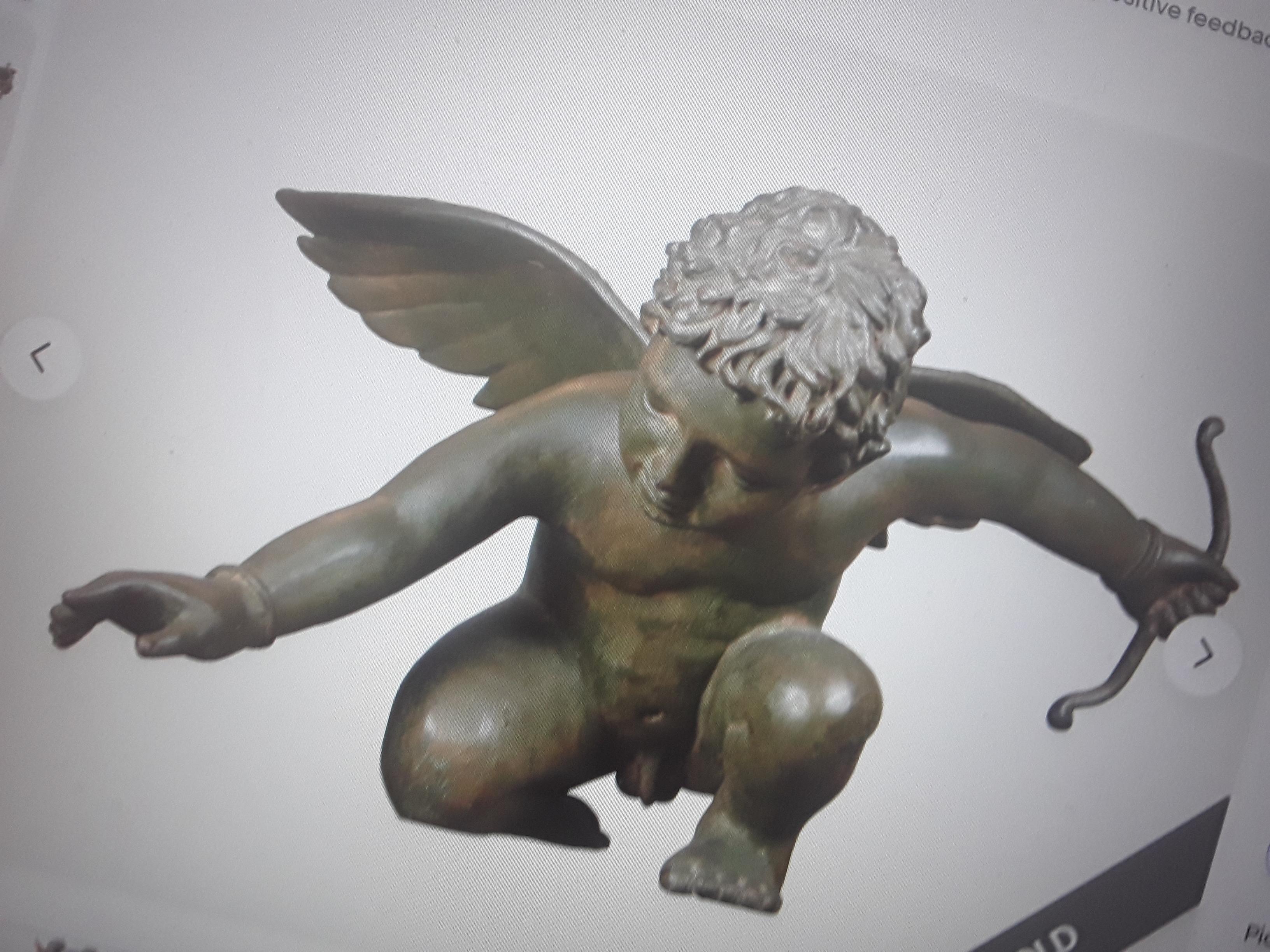 Louis XV Huge Verdigris Bronze Signed Nishan Toor Nude Cherub Sculpture / Putti For Sale 5
