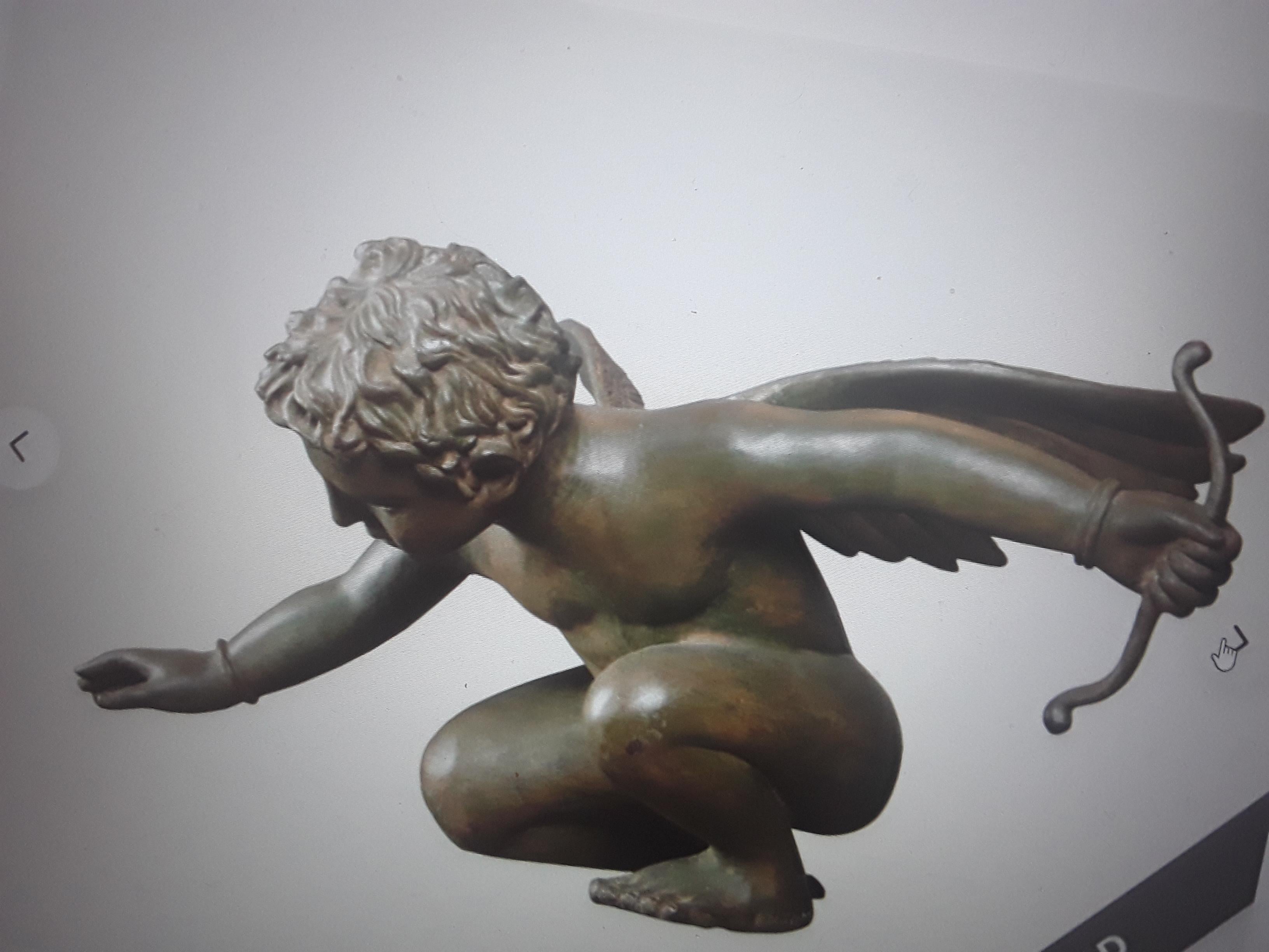 Louis XV Huge Verdigris Bronze Signed Nishan Toor Nude Cherub Sculpture / Putti For Sale 1