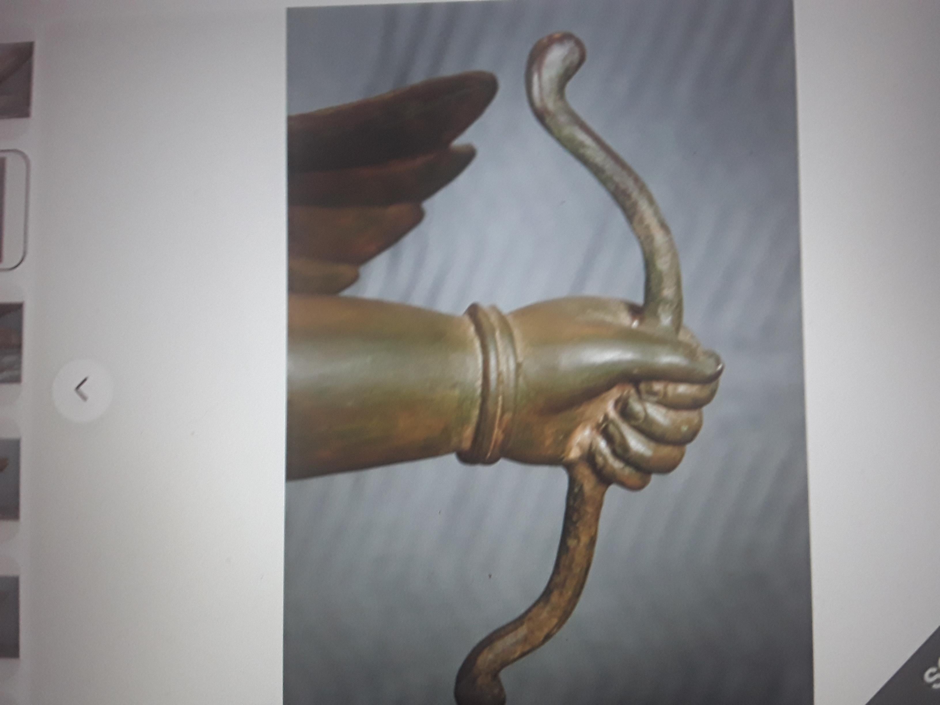 Louis XV Huge Verdigris Bronze Signed Nishan Toor Nude Cherub Sculpture / Putti For Sale 4