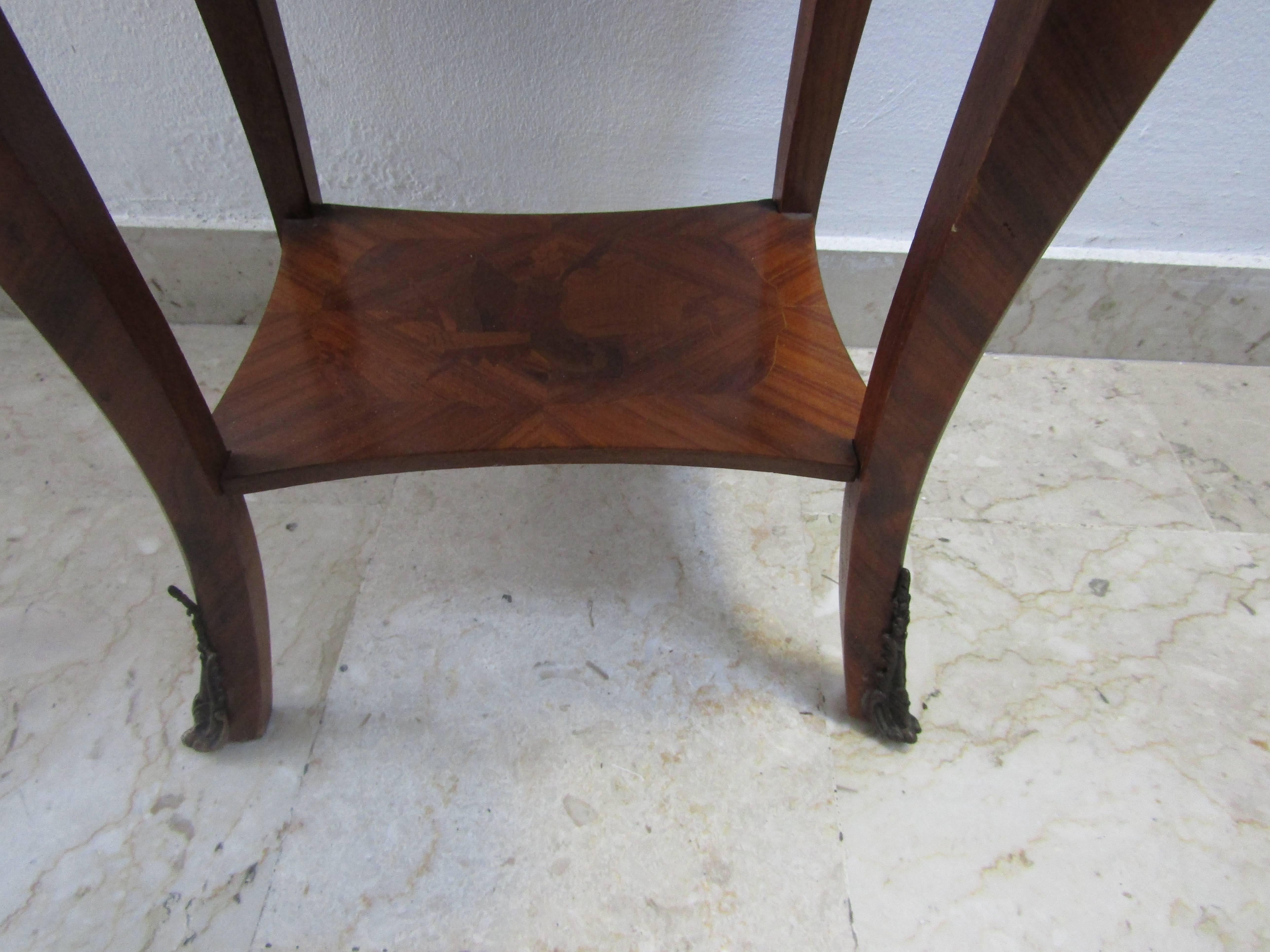 Louis XV Inlaid Bedside Table in Bois De Rose with Gilded and Chiselled Bronzes, 6