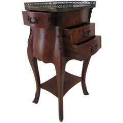 Louis XV Inlaid Bedside Table in Bois De Rose with Gilded and Chiselled Bronzes,