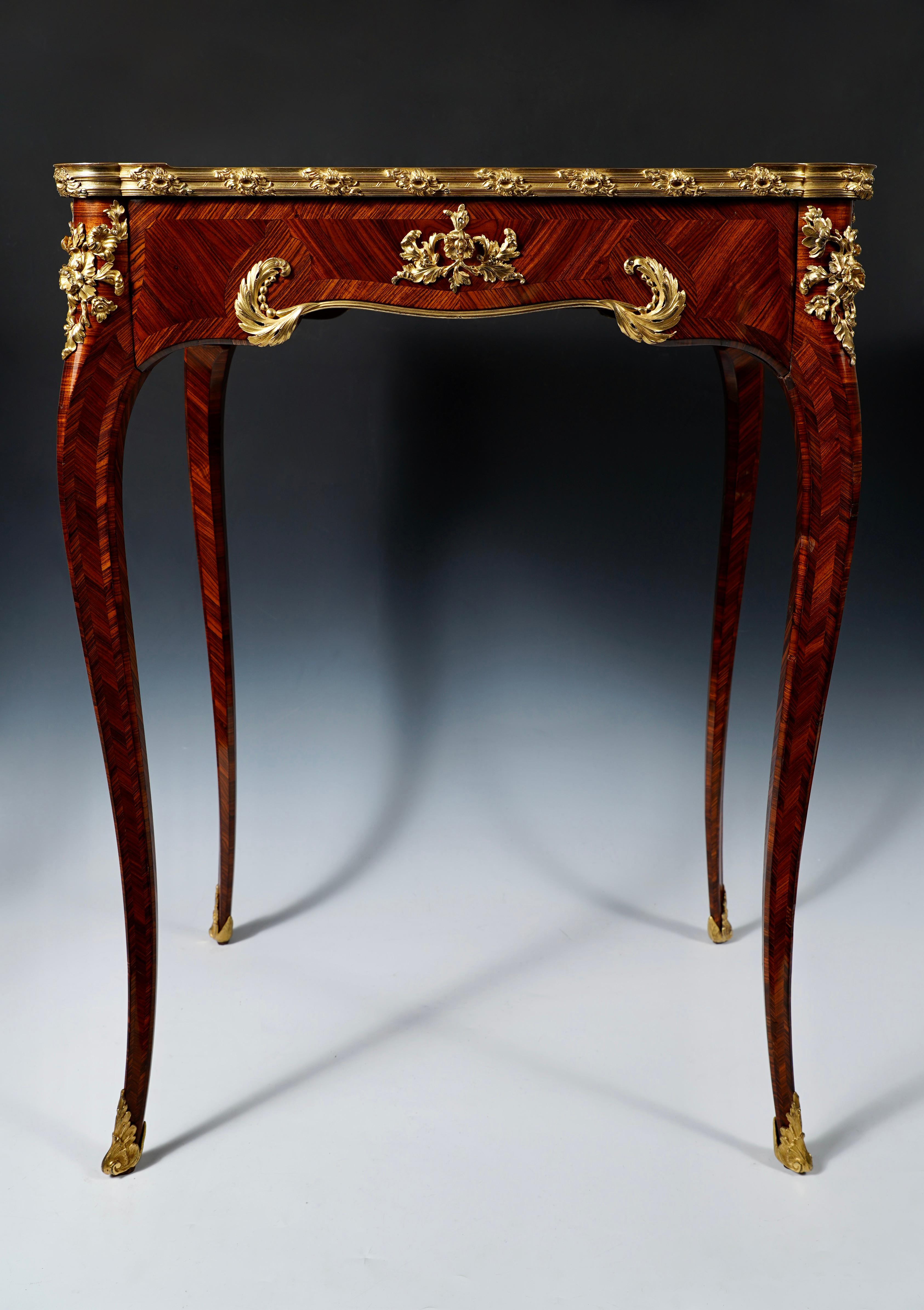 Late 19th Century Louis XV-inspired Writing Table Stamped H. Nelson, France, circa 1880 For Sale