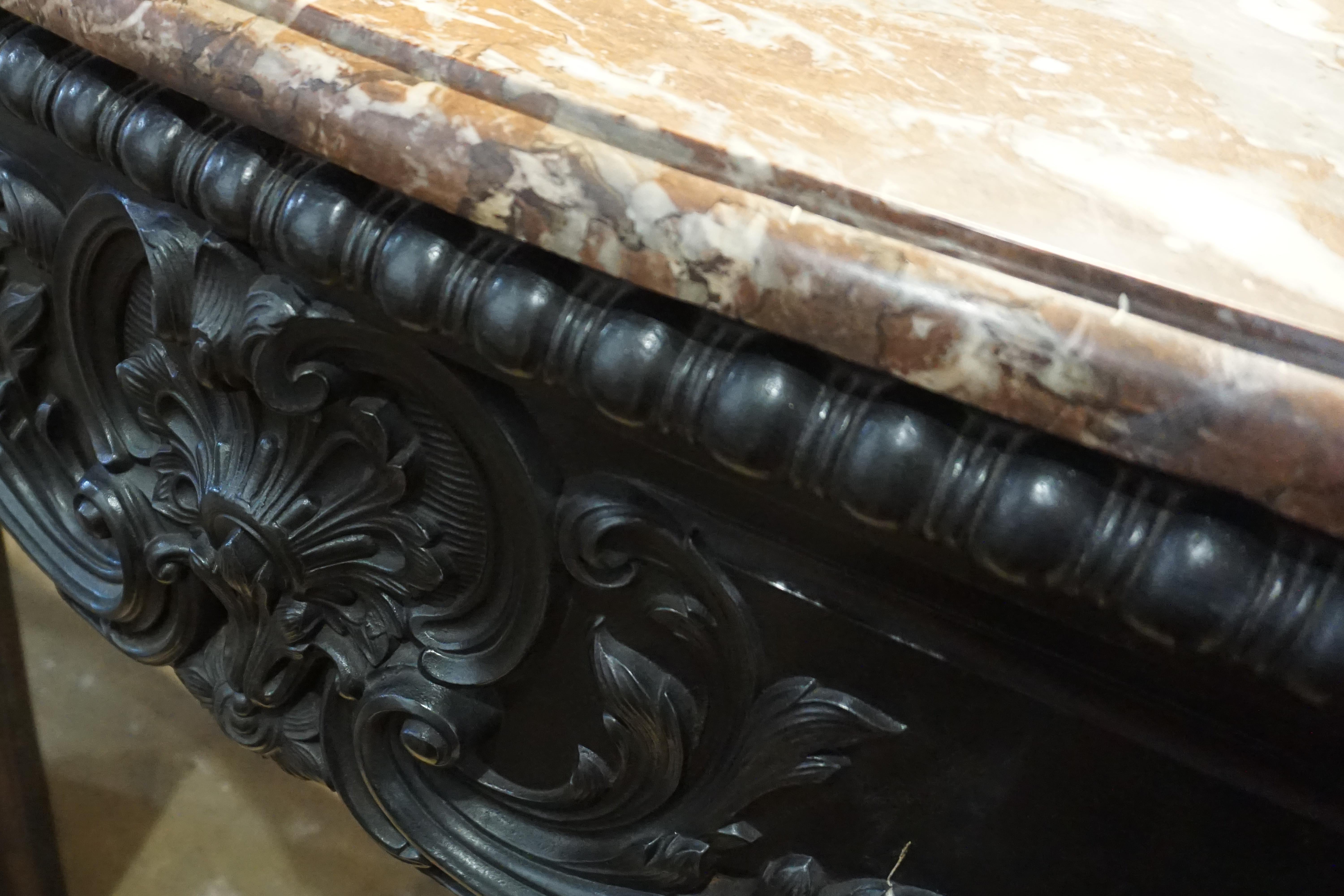 French Louis XV Iron and Marble Mantel
