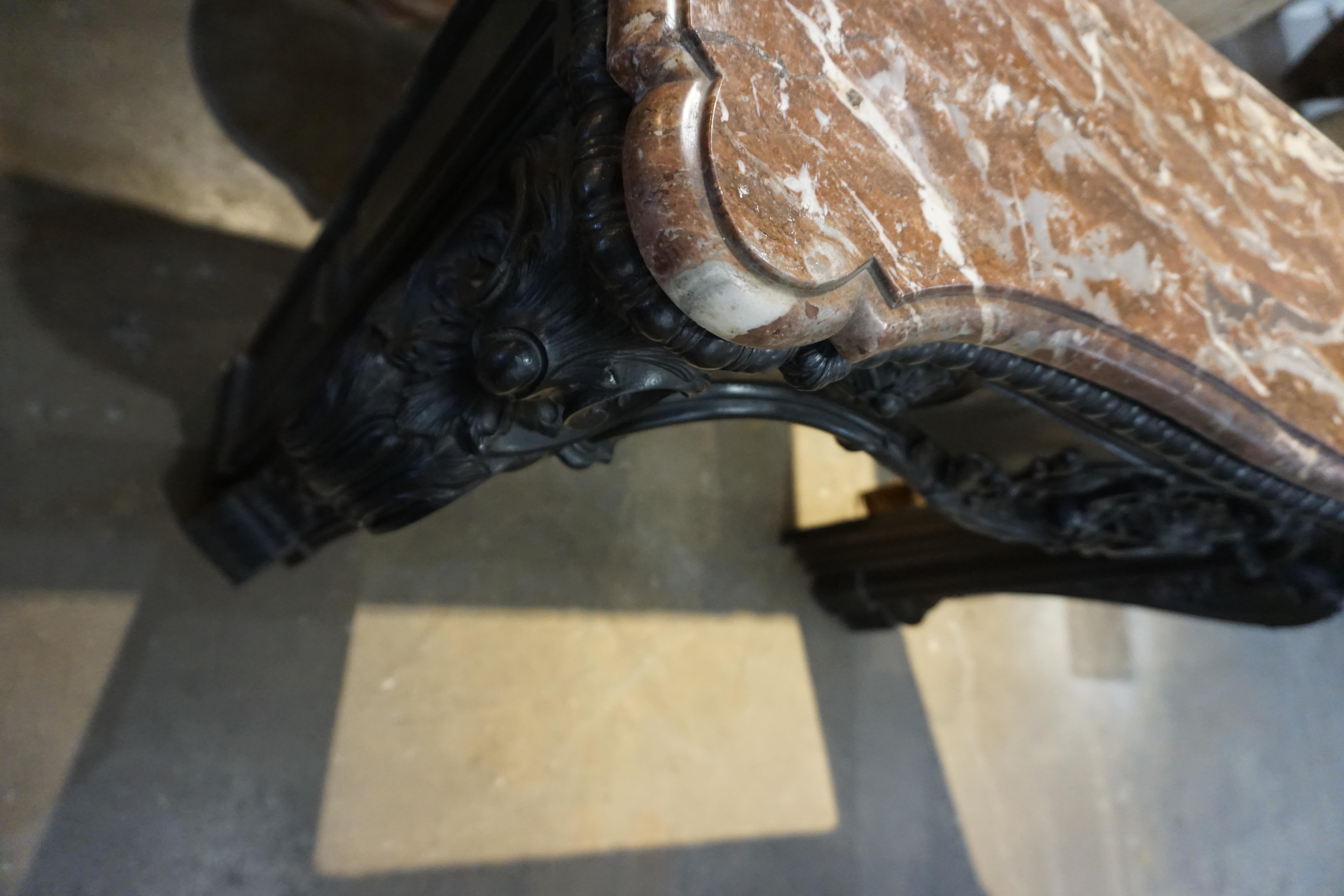 Louis XV Iron and Marble Mantel In Good Condition In Dallas, TX