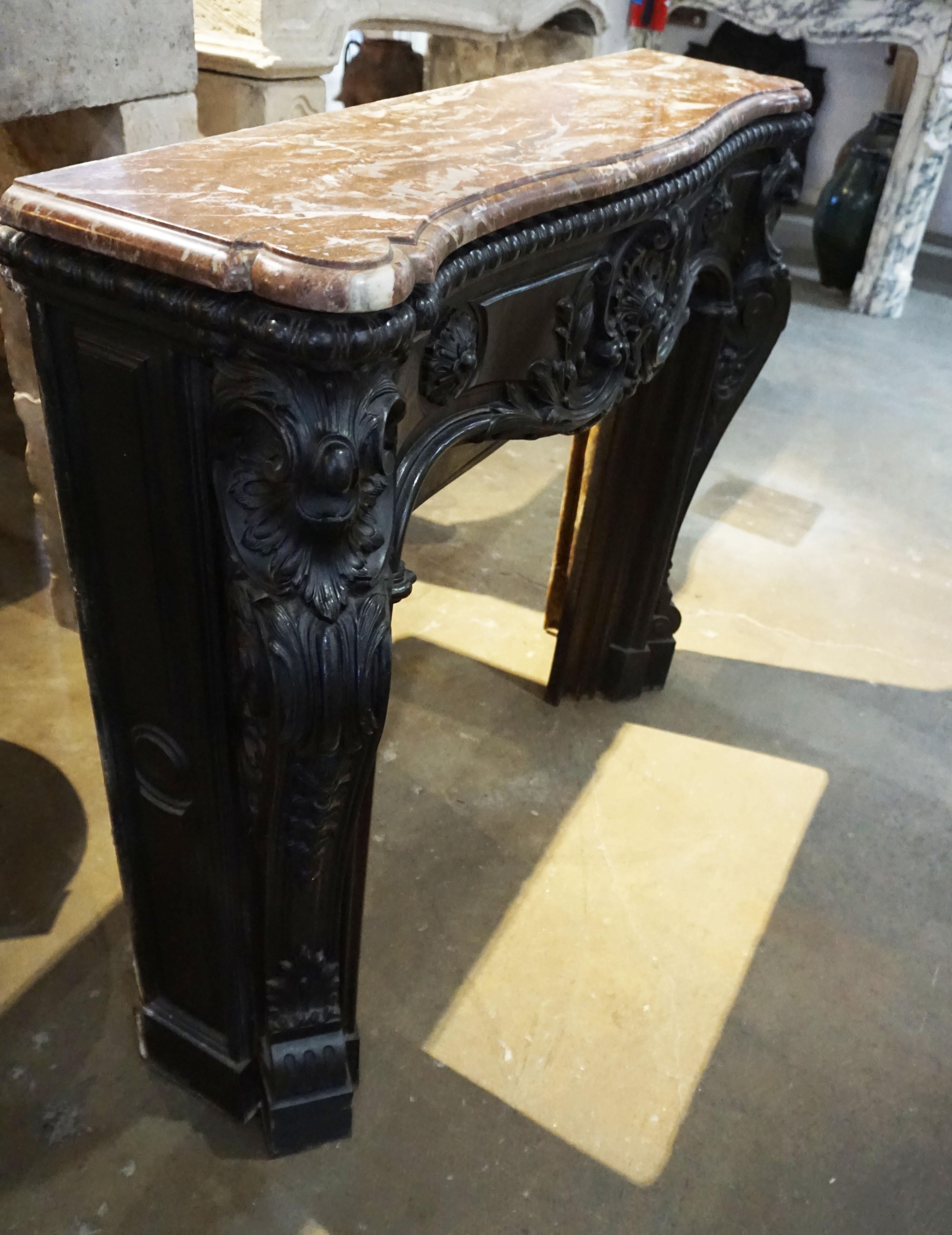Louis XV Iron and Marble Mantel 3