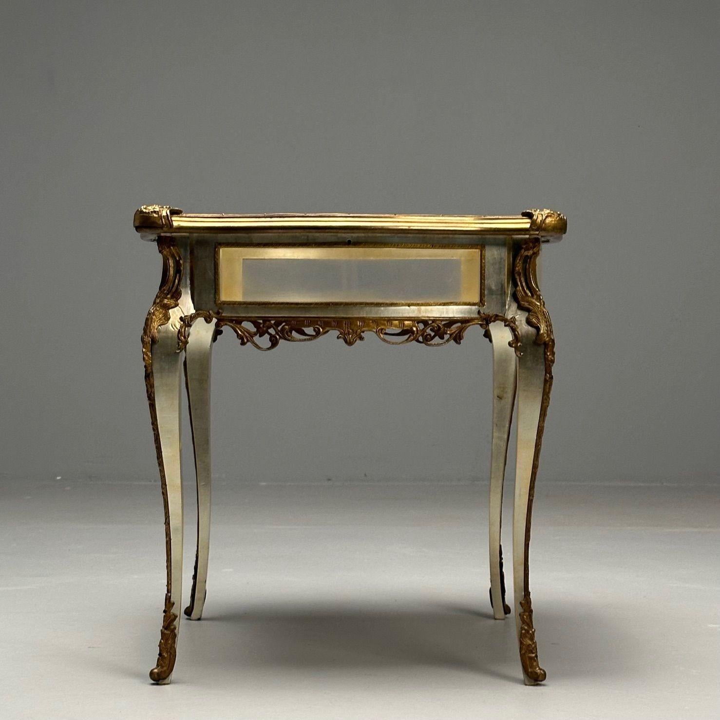 French Louis XV, Jewelry Showcase, Vitrine Table, Walnut, Bronze, Gilt, 1920s For Sale