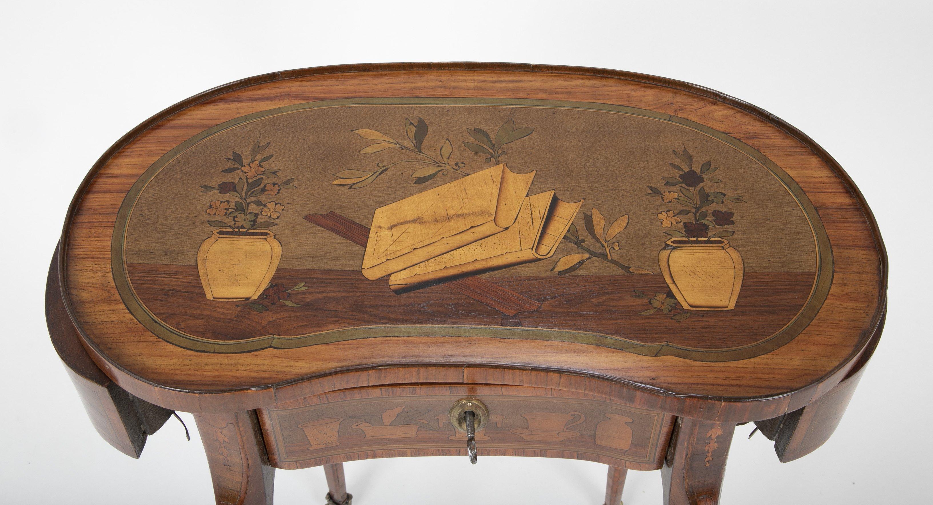 Louis XV Kidney Form Marquetry Table After Charles Topino 6