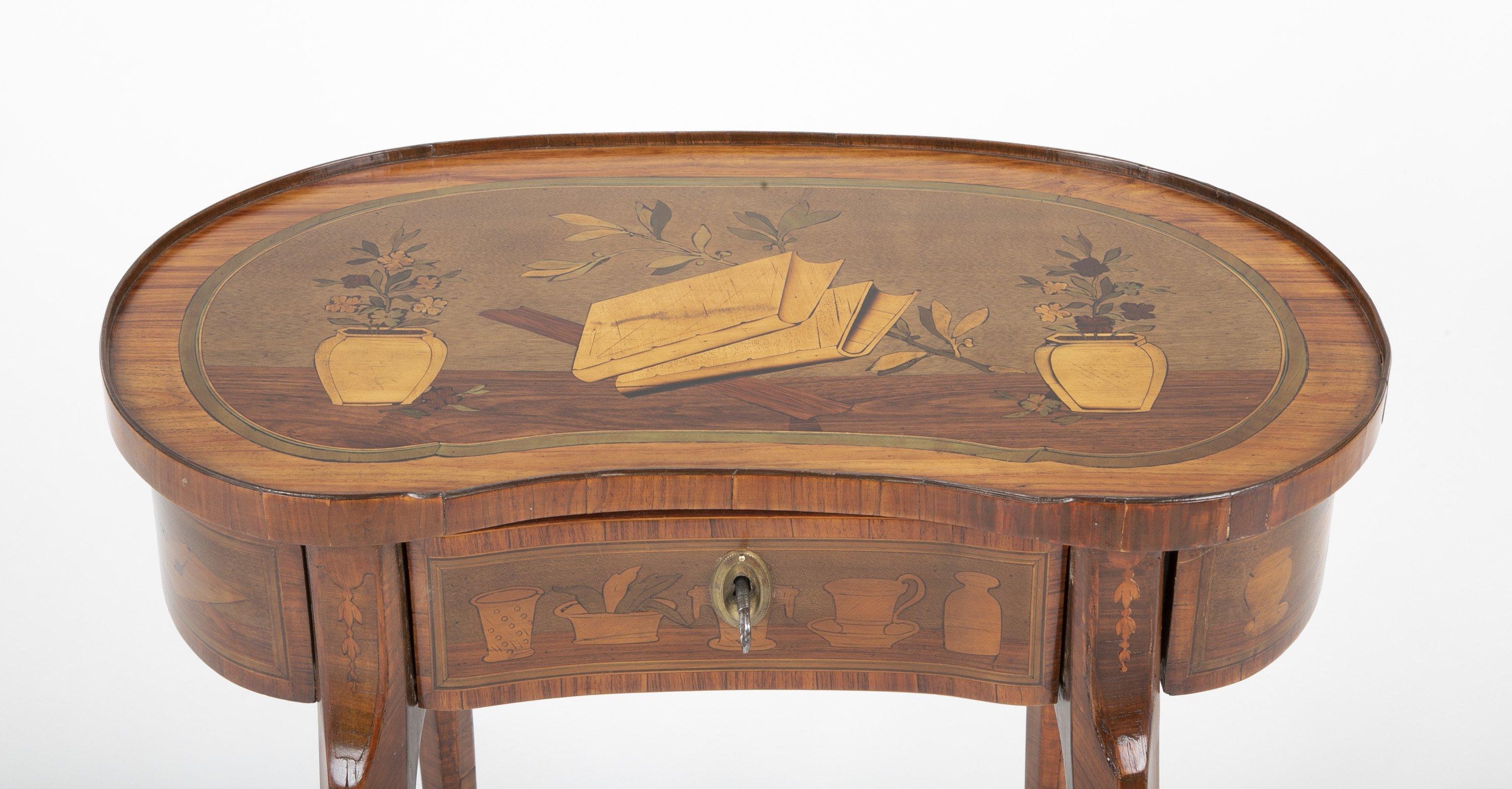 Louis XV Kidney Form Marquetry Table After Charles Topino 9