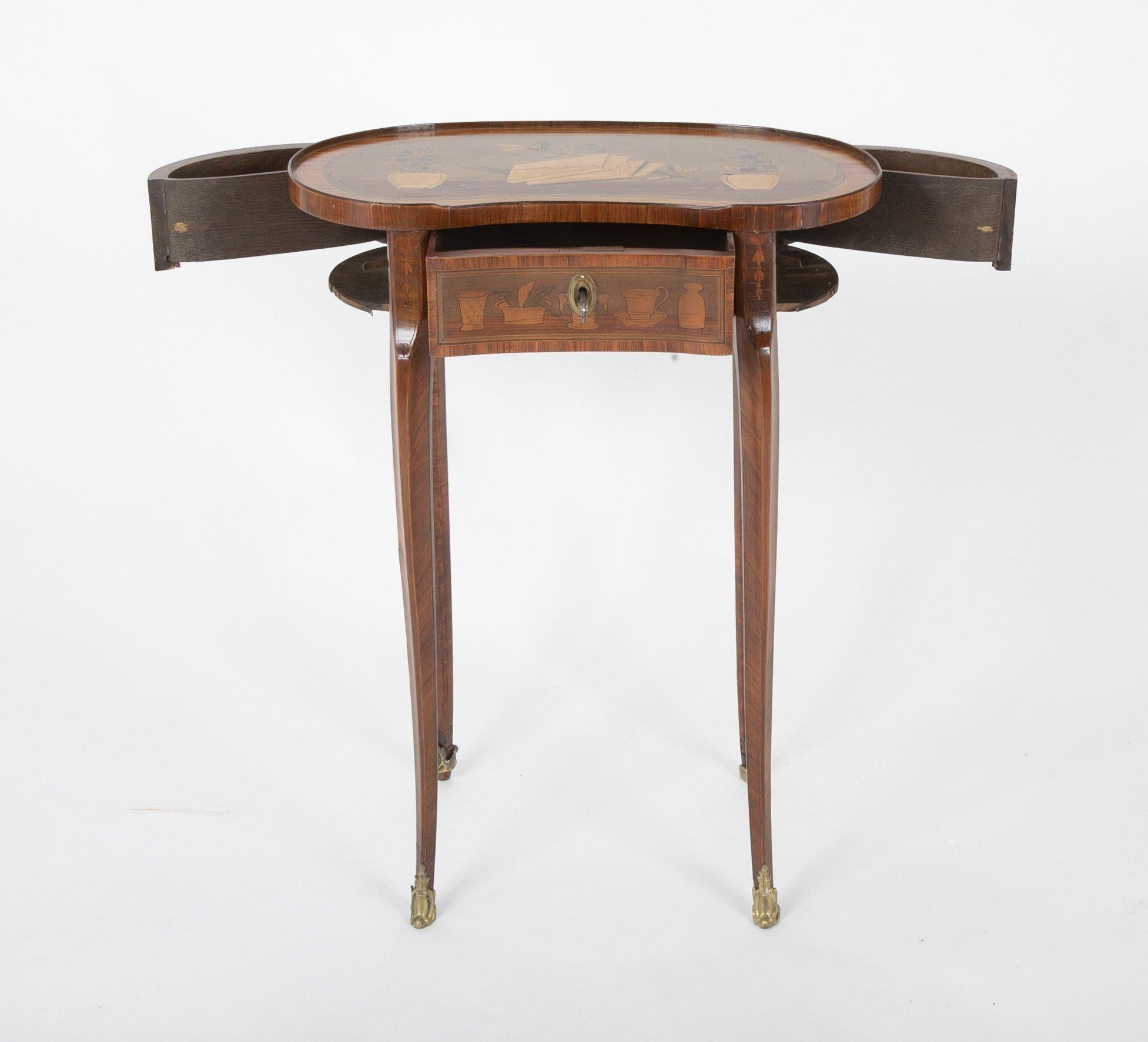 Louis XV Kidney Form Marquetry Table After Charles Topino 2