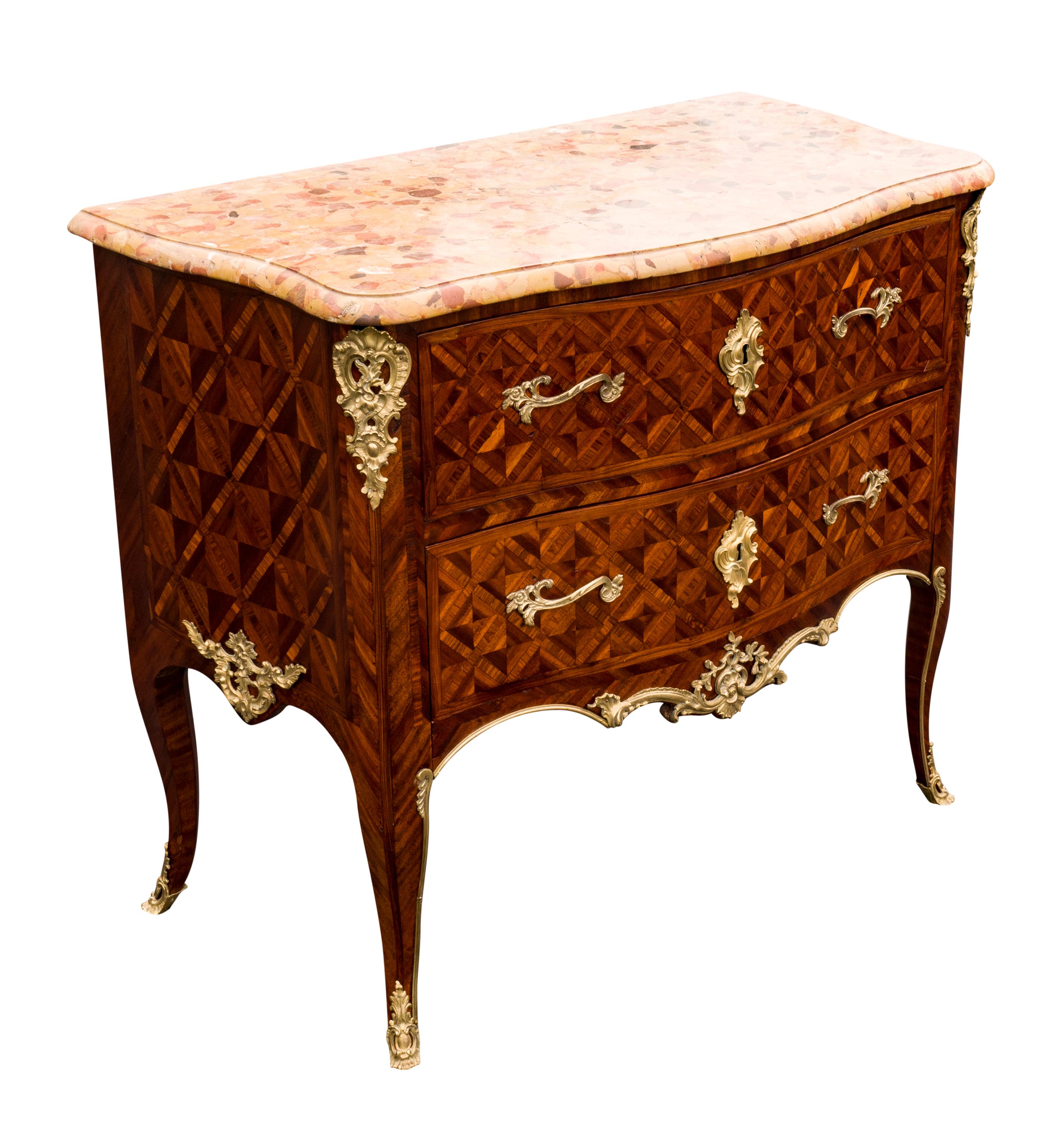 French Louis XV Kingwood And Parquetry Commode For Sale