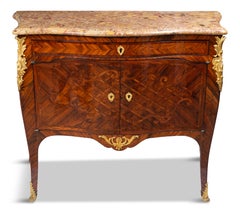 Louis XV. Kommode aus Königsholz (Veilchenholz) und Tulpenholz, Bronze vergoldet, gestempelt Hedouin