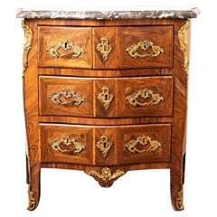 Antique Louis XV Kingwood Veneered Commode of Small Proportions