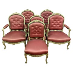 Ensemble de meubles de salon Louis XV en bois laqué avec 4 fauteuils et 2 chaises -1X01
