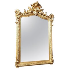Louis XV Large Size Gilt Wall Mirror, France 1869