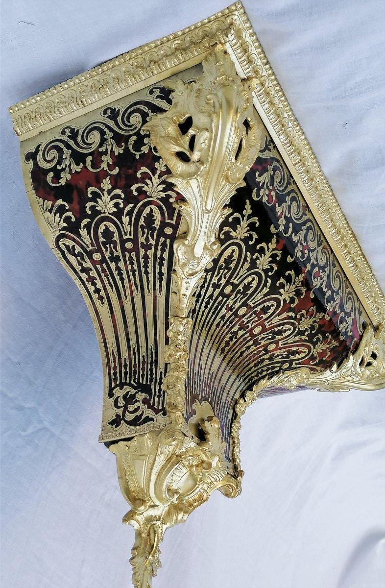 Blackened Louis XV Large Wall Console Shelf in Boulle Style Marquetry France, 18th Century