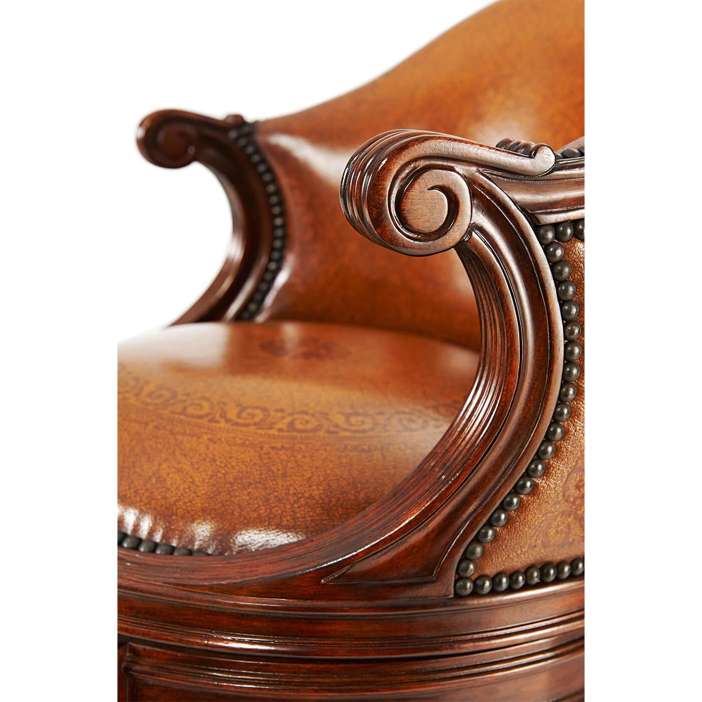 Drehbarer Barhocker aus Leder im Stil Louis XV. (21. Jahrhundert und zeitgenössisch) im Angebot