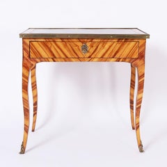 Louis XV Leather Top Cocobola Wood Writing Desk