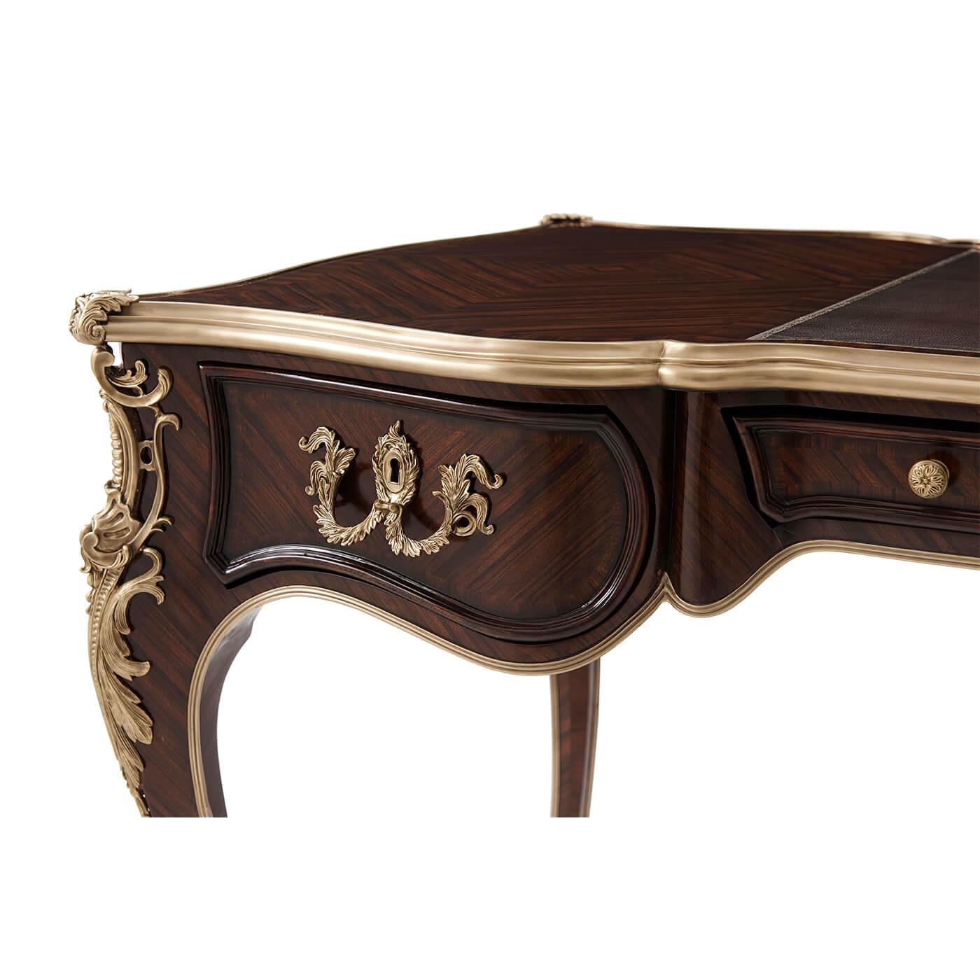 Wood Louis XV Leather Top Desk