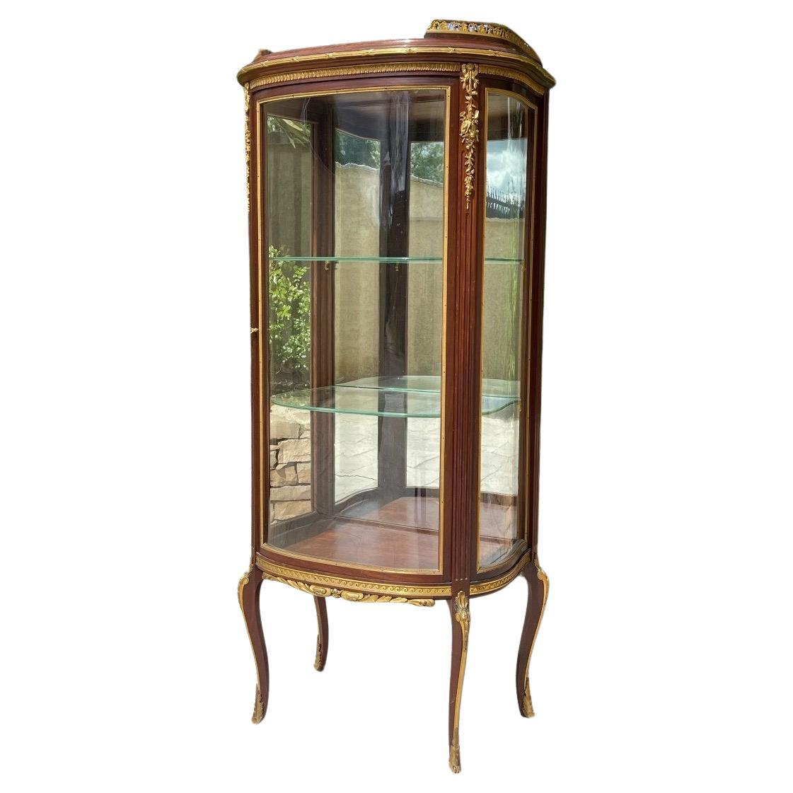 Vitrina in stile Luigi XV / Luigi XVI con bronzo - XIX secolo