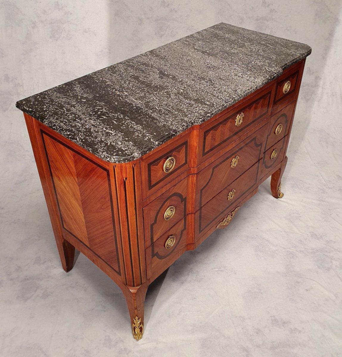 Inlay Louis XV, Louis XVI Transition Commode, Geometric Marquetry, 19th, Rosewood