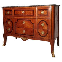 Louis XV, Louis XVI Transition Commode, Geometric Marquetry, 19th, Rosewood