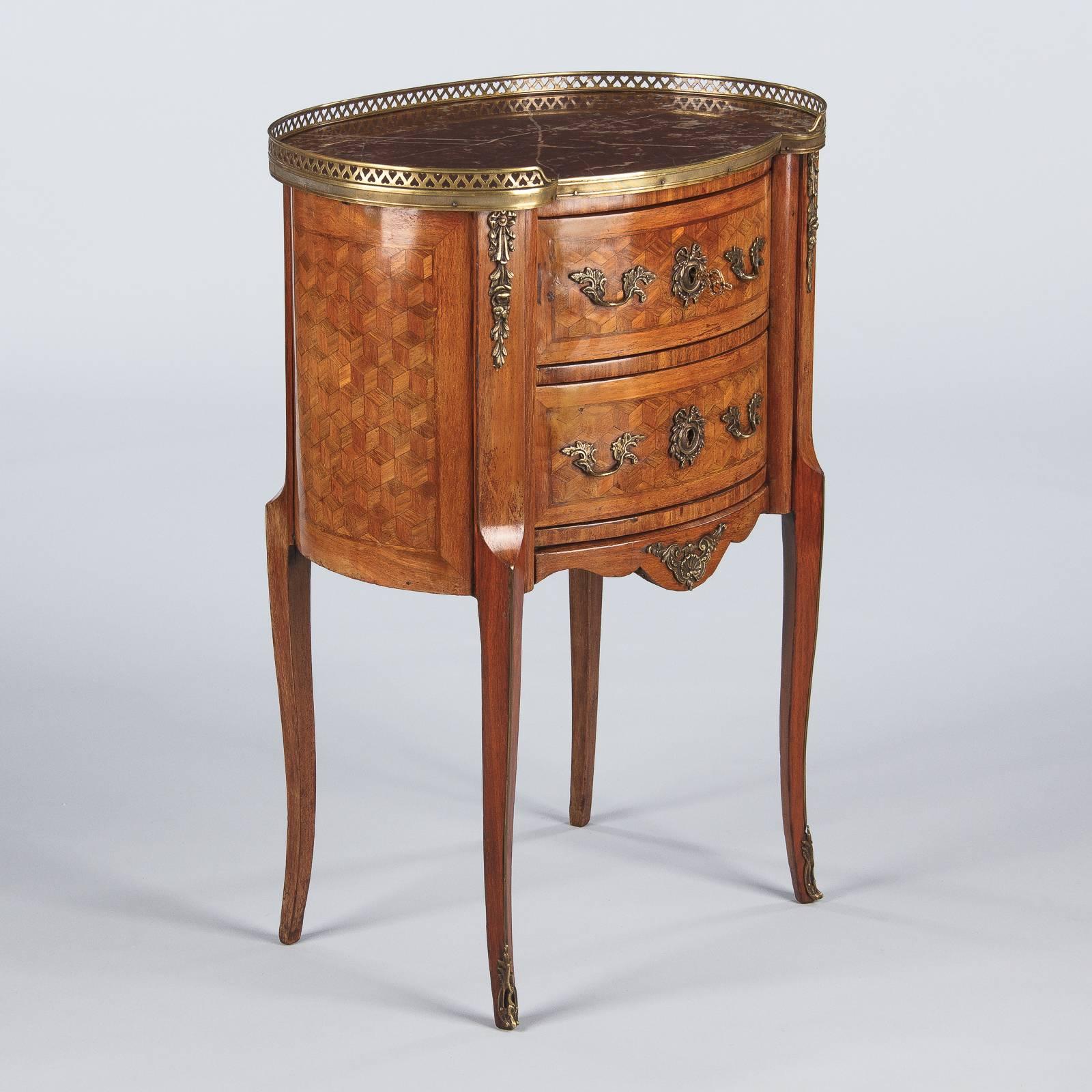 Louis XV-Louis XVI Transition Marquetry Chest with Marble Top, 1900s 7
