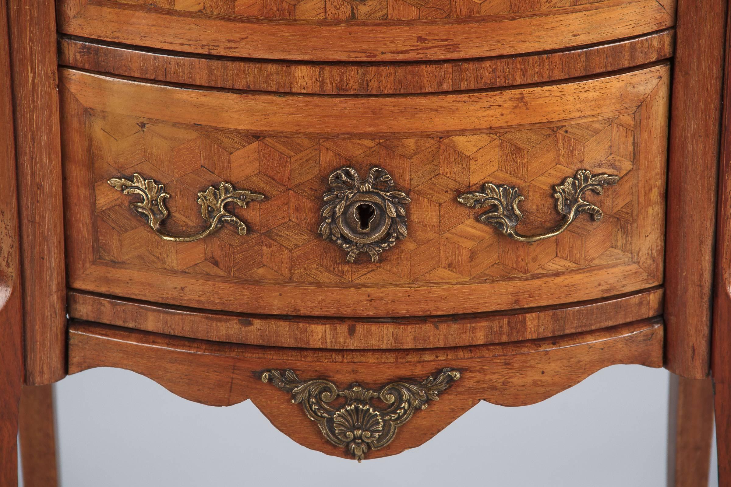 Louis XV-Louis XVI Transition Marquetry Chest with Marble Top, 1900s 10