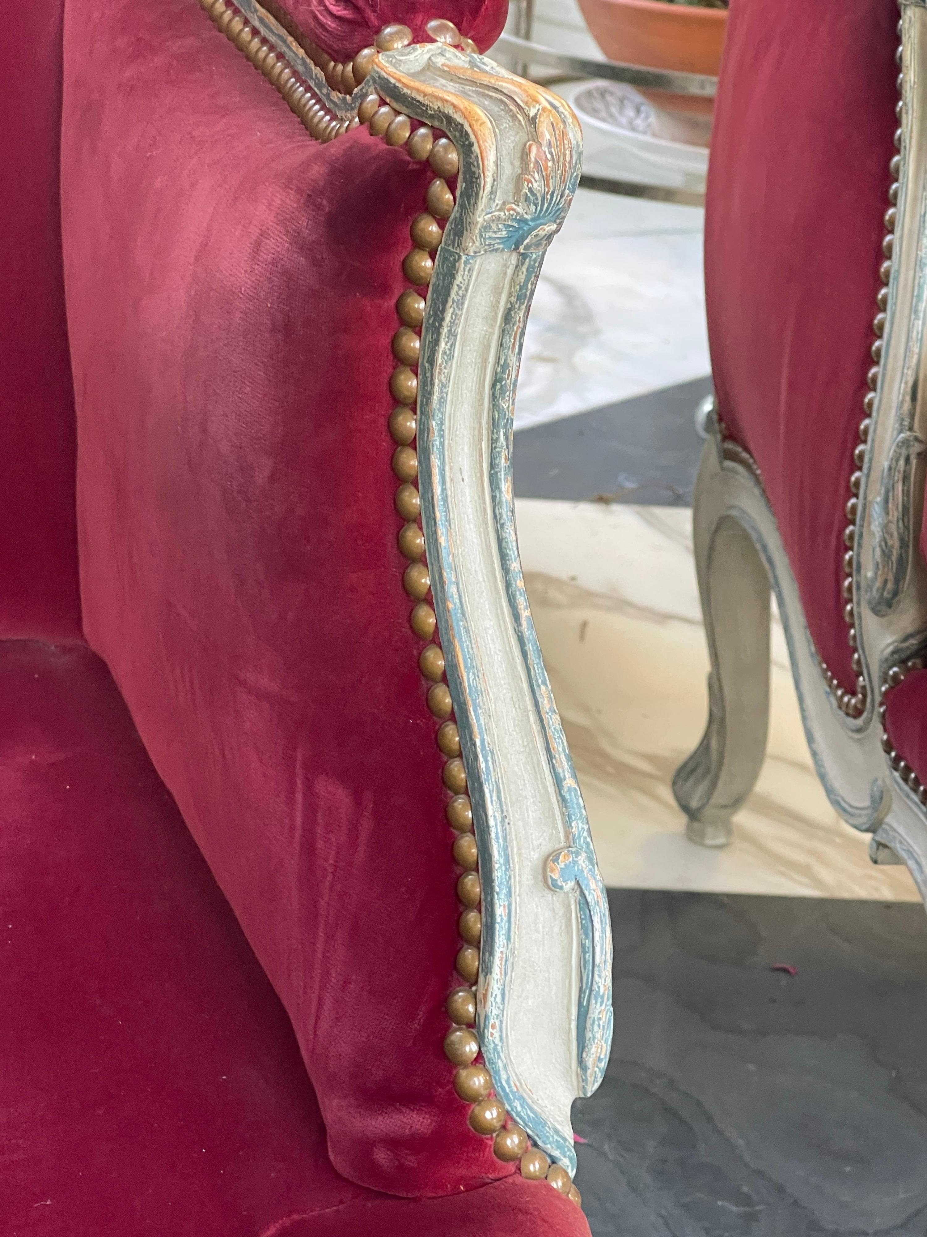 Paire de chaises longues Louis XV  en vente 3