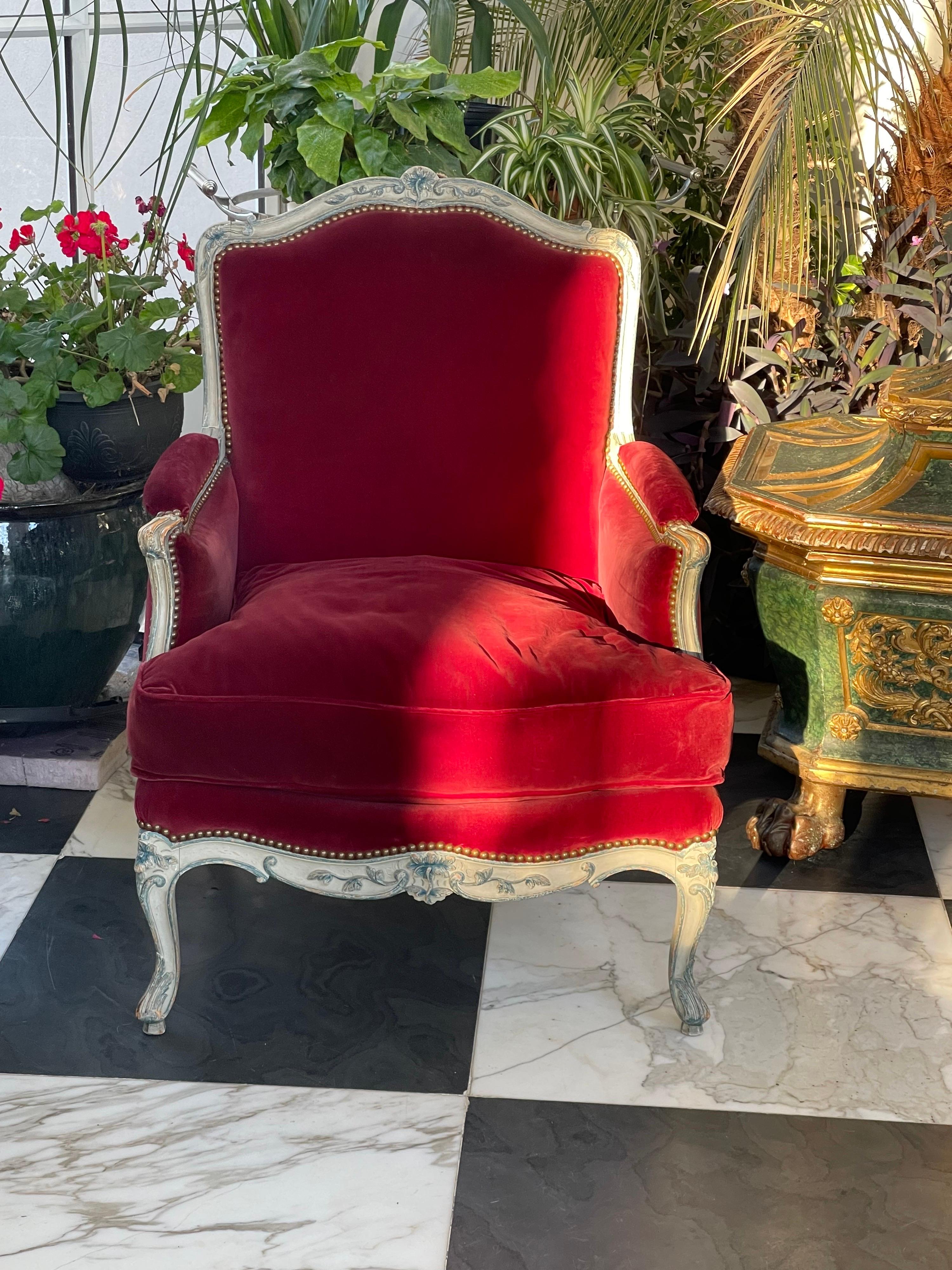 A Pair of Louis XV Lounge Chairs  For Sale 8