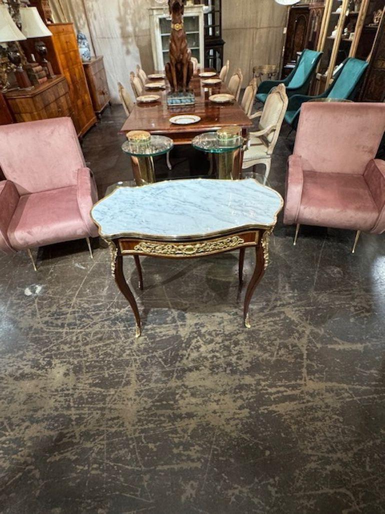 Louis XV Mahogany and Gilt Bronze Table In Good Condition For Sale In Dallas, TX