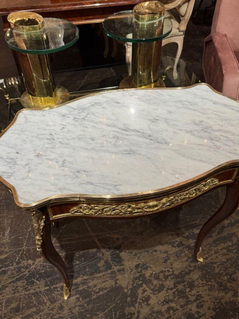 20th Century Louis XV Mahogany and Gilt Bronze Table For Sale