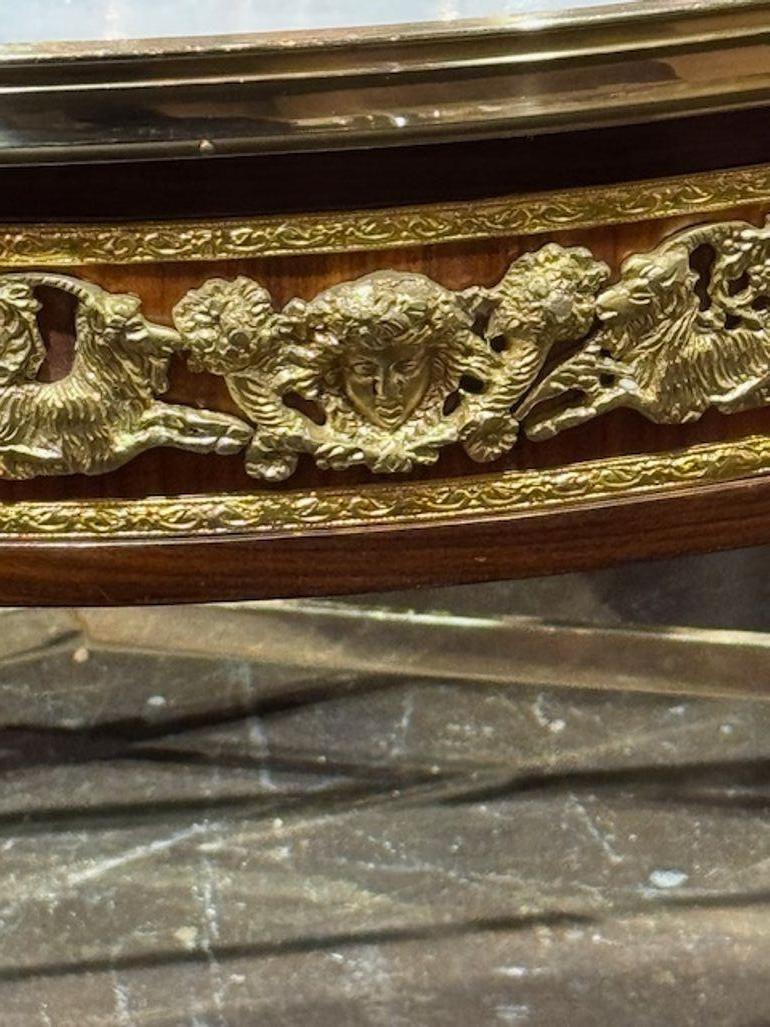 Carrara Marble Louis XV Mahogany and Gilt Bronze Table For Sale