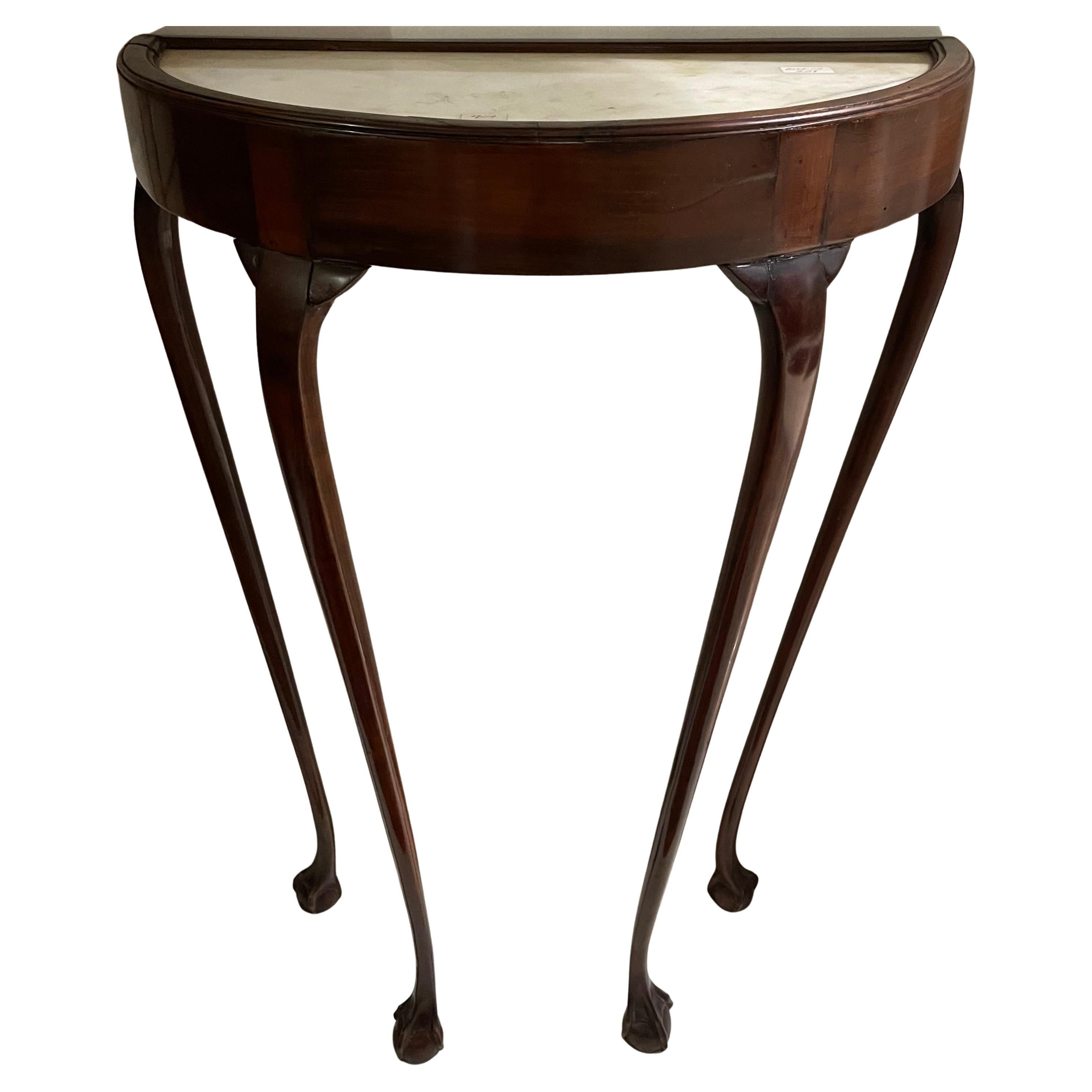 Console con piano in marmo Demi Lune in mogano Luigi XV in vendita