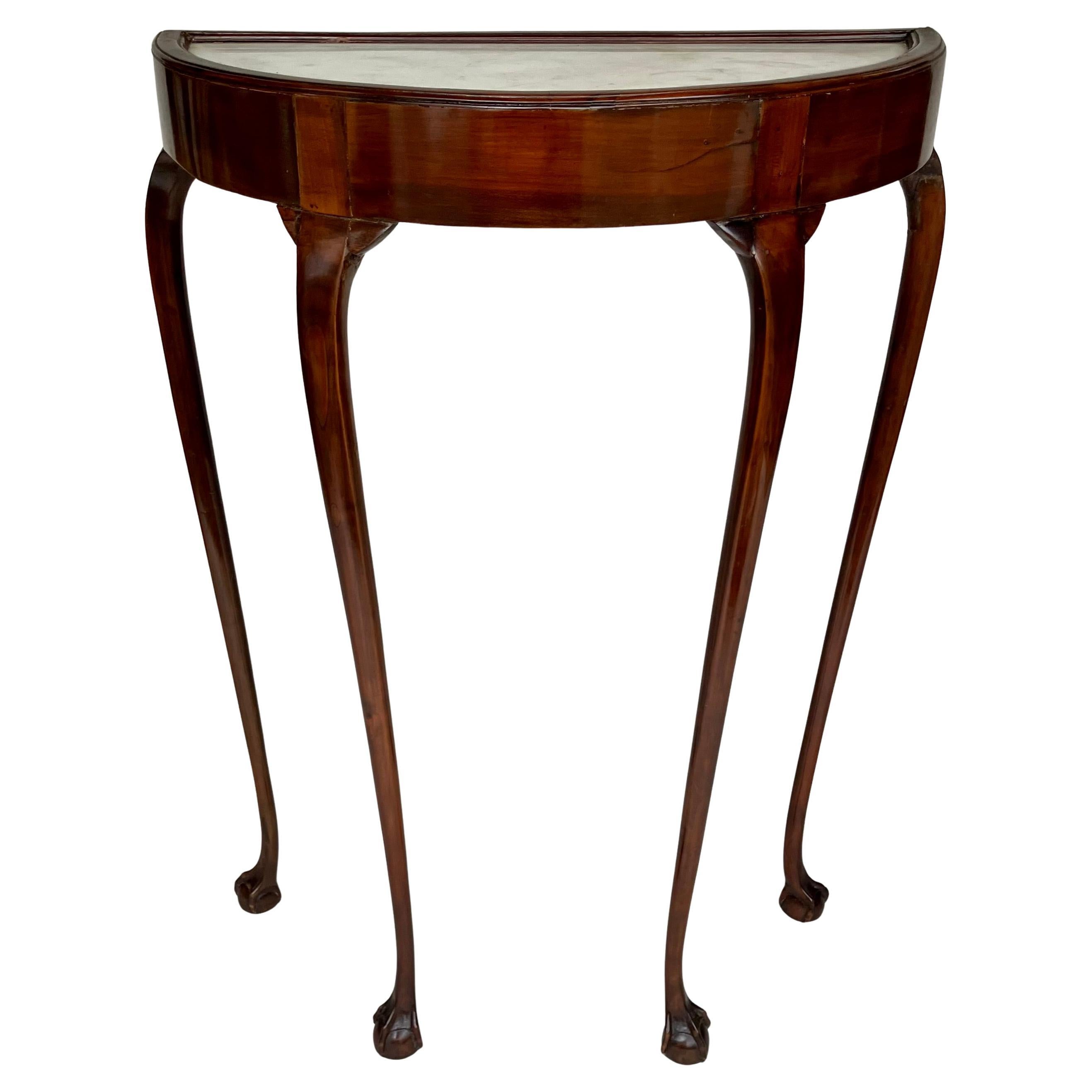 Louis XV Mahogany Demi Lune Console with Marble Top, Italy, 1770s