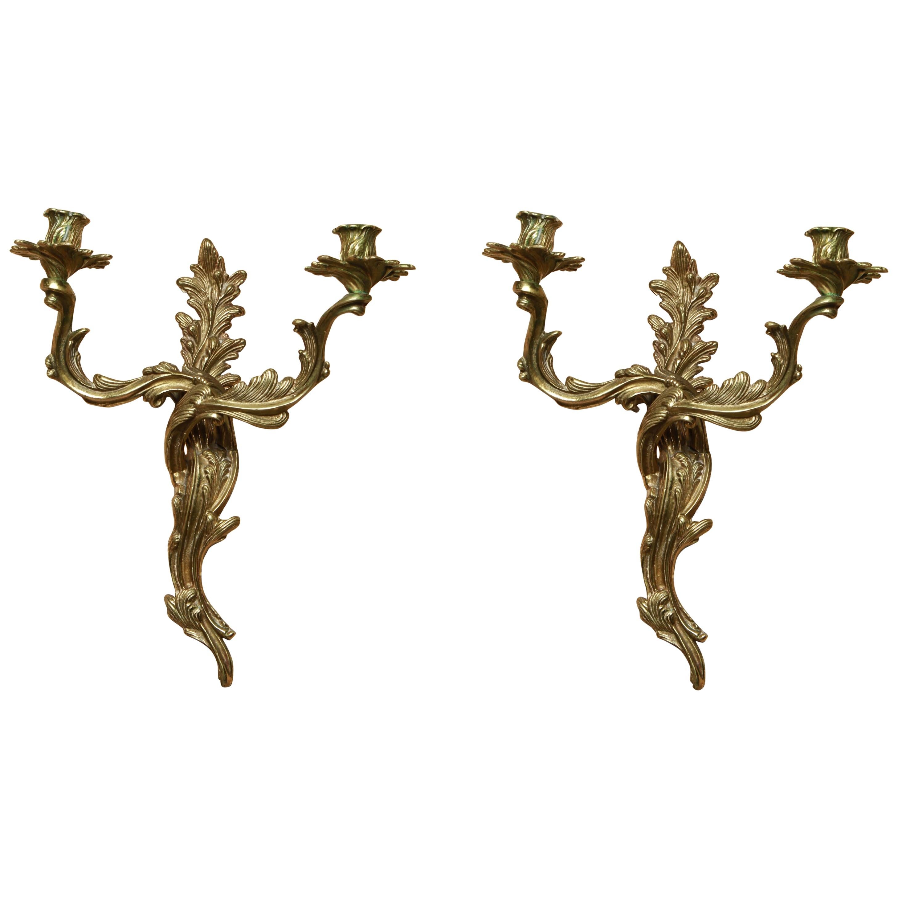 Louis XV Manner Glo-Mar Artworks Brass Sconces