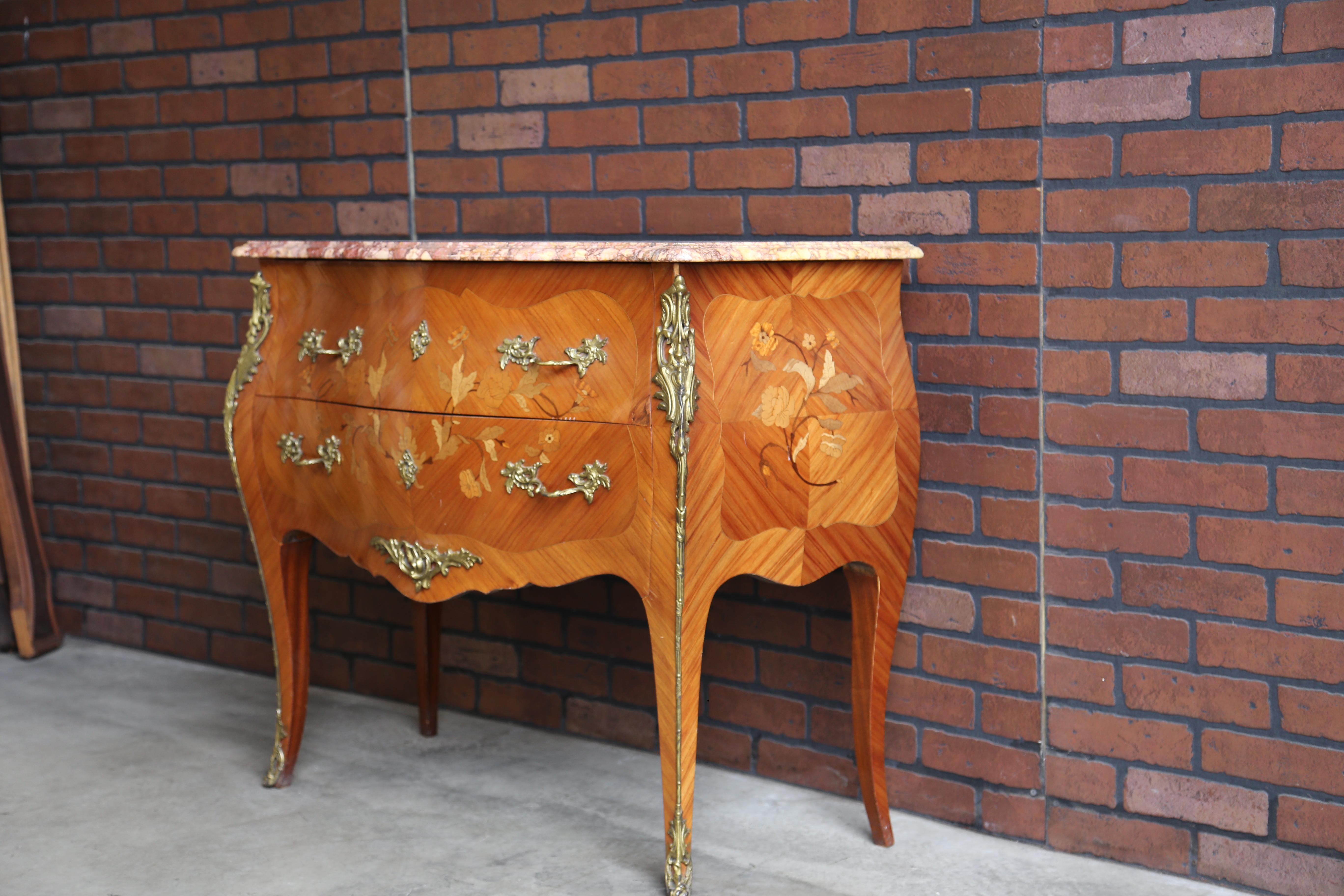 19th Century Louis XV Marble Top Bombe Chest For Sale