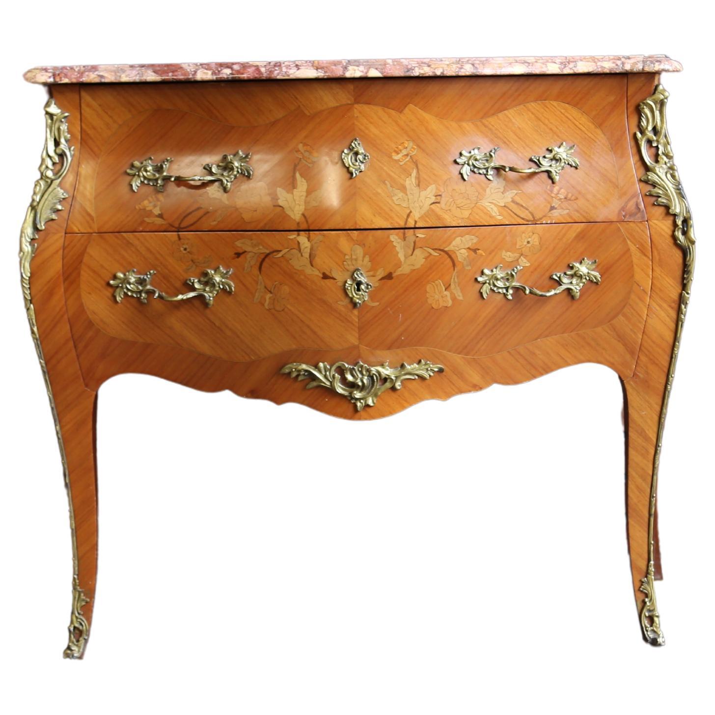 Louis XV Marble Top Bombe Chest For Sale