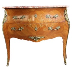 Antique Louis XV Marble Top Bombe Chest
